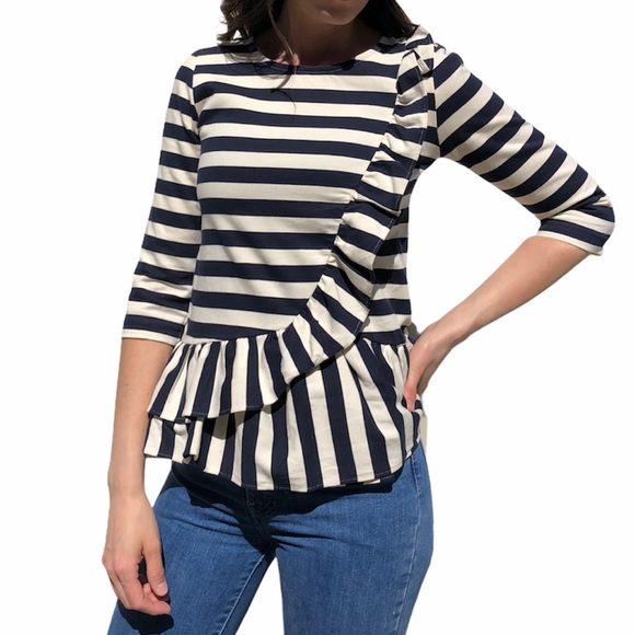 J. Crew- Asymmetrical Ruffle Blouse - Picture 2 of 9